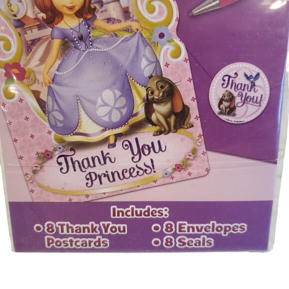 Disney Princess Sofia the First Thank You Cards Envelopes Stickers 8 Pack Cards - Picture 3 of 6
